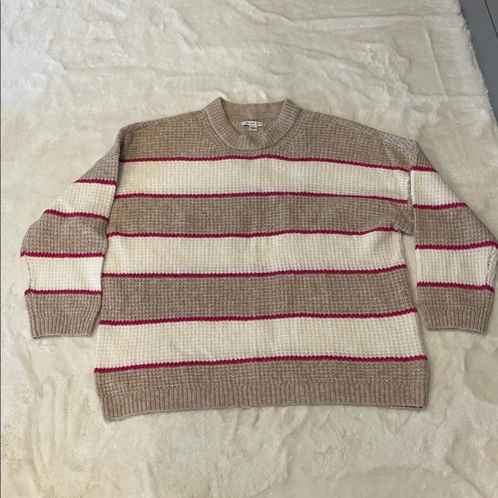Striped Tan, cream and pink Sweater